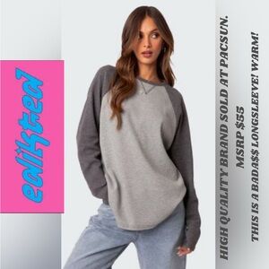 NWT! EDIKTED ME TIME RAGLAN LONG SLEEVE. OVERSIZE LOOK. WARM, SOFT, COZY! 5 ⭐️’S